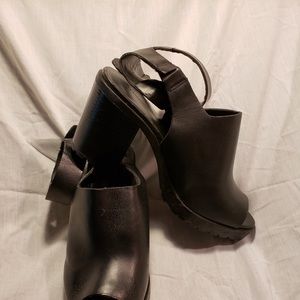 Leather ankle wrap peep toe sandals